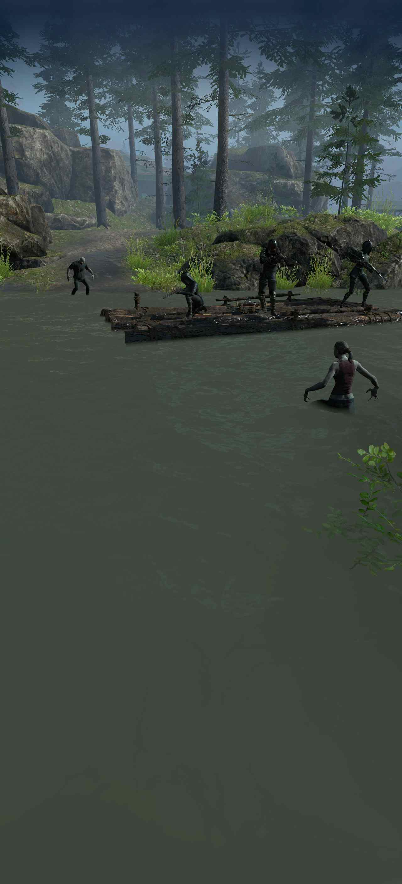 background image with raft and zombies